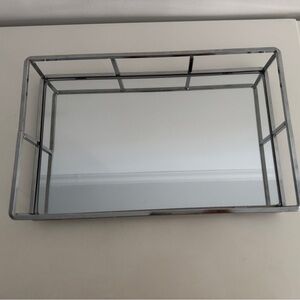 Silver Rectangular Mirrored Vanity Tray
